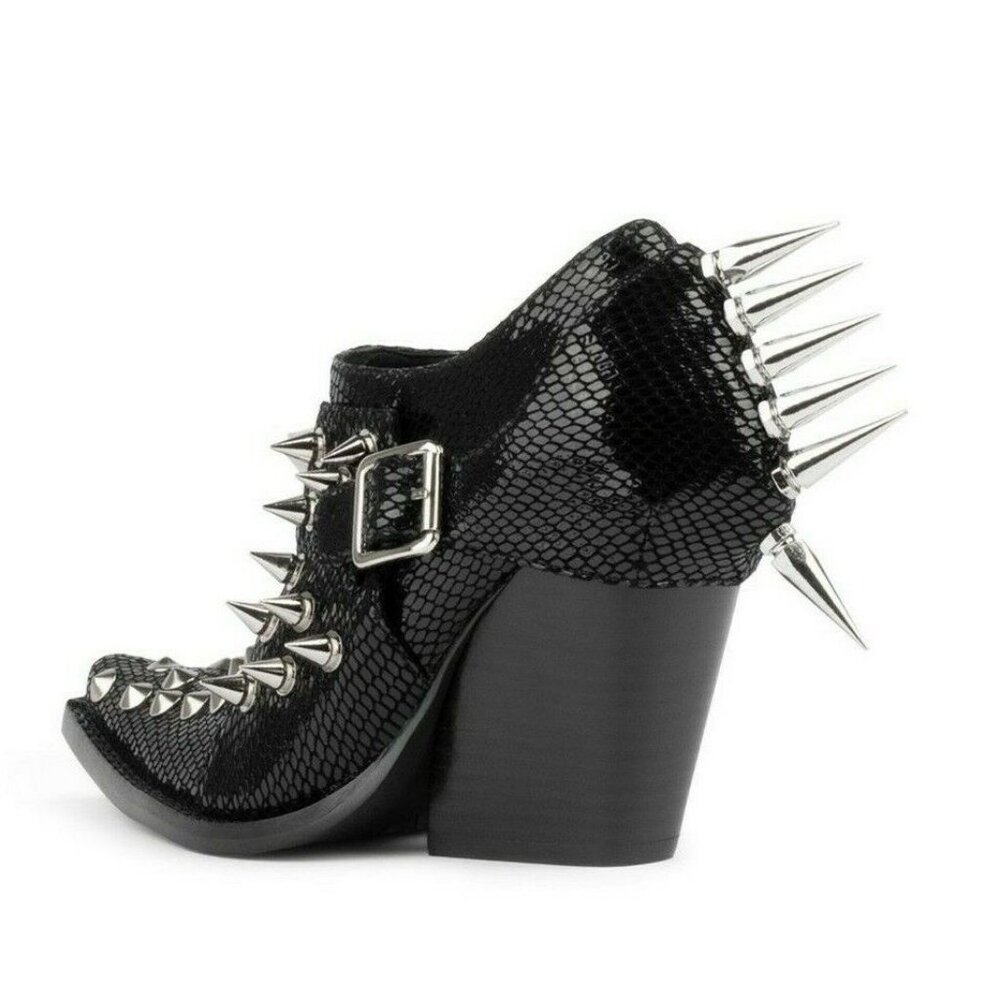 Jeffrey Campbell Womens Western Heeled Spikes Leather Black Booties Shoes US 6 - Picture 3 of 6